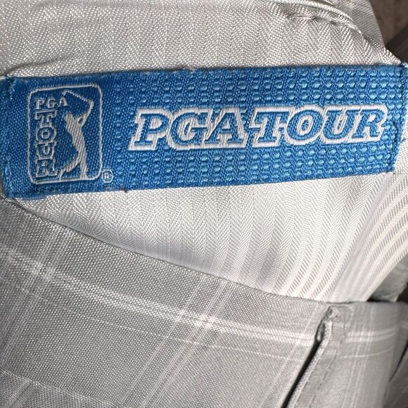 PGA Tour Shorts Men's 36 Gray White Check Bermuda Golf Pockets Lightweight - Picture 6 of 9